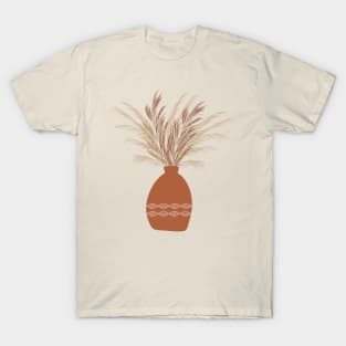 Pampas Pottery Vase Warm Tones Boho Minimalist Design T-Shirt